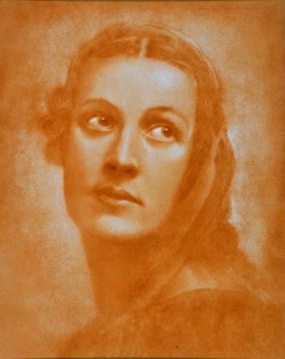 Fotoporträt (junge Frau) | rötliches Bild by Courvoisier-Frey Marguerite