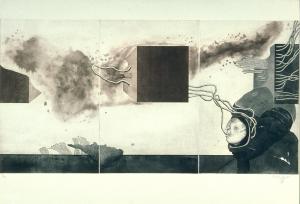 Astronaut mit rauschender Denkmaschine by Wyss Franz Anatol