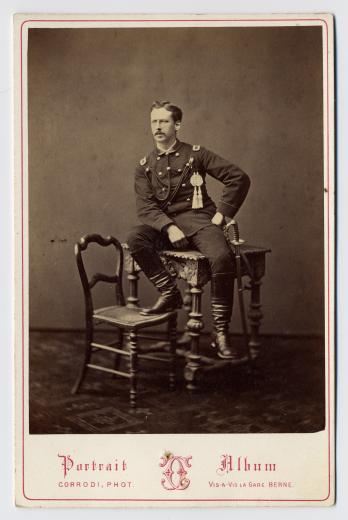 Jules Bloesch (1844-1892) assis sur une chaise by Corrodi