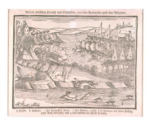 Action zwischen Crevelt und Vischelen, von den Franzosen und den Alliierten by Finck Hieronymus v.d.