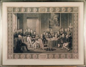 Congrès de Vienne. Séance des Plenipotentiaires des huit puissances signataires du traité de Paris. by Isabey Jean-Baptiste