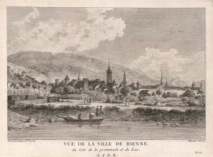 Vue de la ville de Bienne. / du Côté de la promenade et du lac. / A.P.D.R. by Pérignon Alexis-Nicolas