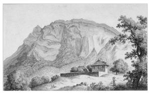 Montagne de la tuile au-dessus de Montmélian by de Saussure Théodore
