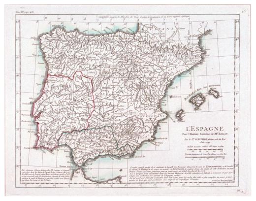 L'Espagne / Pour l'Histoire Romaine de Mr. Rollin. / Par le Sr. D'Anville, Géographe du Roi. by Bougoin P.