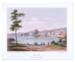 Neuchâtel. Vue prise des Bains by Deroy Isidore Laurent