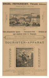 Reklameblatt für photographische Apparate der Firma Engel-Feitknecht Twann mit Ansicht der Fabrikgebäude by Ullmer A.-X.