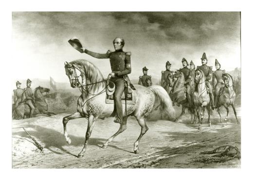 Le Général Dufour avec son bâton à cheval by Hébert Jules