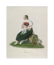 Zuric (Sitzende weibliche Trachtenfigur mit Rechen) by Wysard-Füchslin Elise