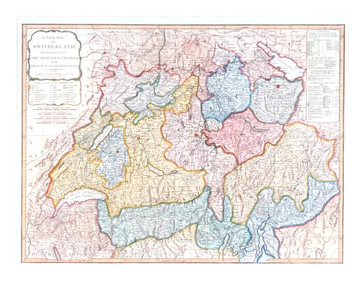A new Map of the Switzerland, divided into the thirteen Cantons with their Allies & their subjects. by Laurie & Whittle
