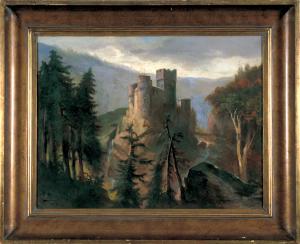 Gebirgslandschaft mit Burg by Kunz August