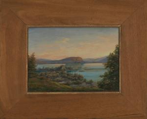 Aussicht von der St. Petersinsel auf den Heidenweg, Erlach und den Jolimont by Methfessel Adolf