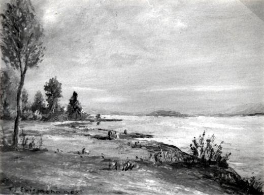 Gewitterstimmung über dem Bielersee by Erismann Friedrich Johann