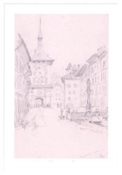 La grande rue (Kramgasse in Bern mit Zeitglockenturm) by Duval Etienne