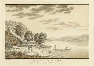 Vue de l'isle de Rousseau prise au rivage de Gerolfingen by Lafond Daniel Simon