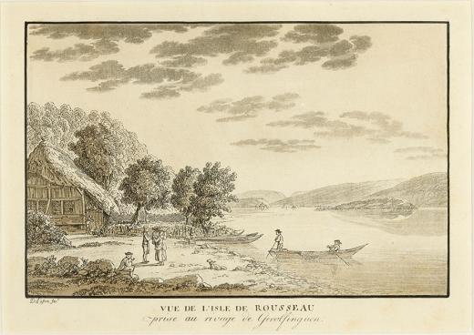 Vue de l'isle de Rousseau prise au rivage de Gerolfingen by Lafond Daniel Simon