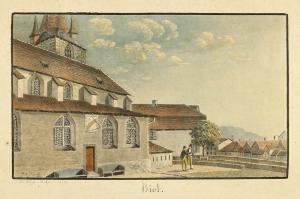 Biel, Stadtkirche und Pfarrhaus by Weibel Jakob Samuel